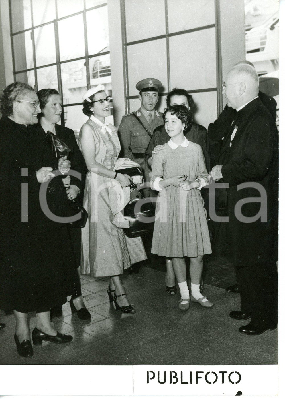 1954 GENOVA Card. Francis Joseph SPELLMAN all'arrivo al porto *Foto 13x18 cm