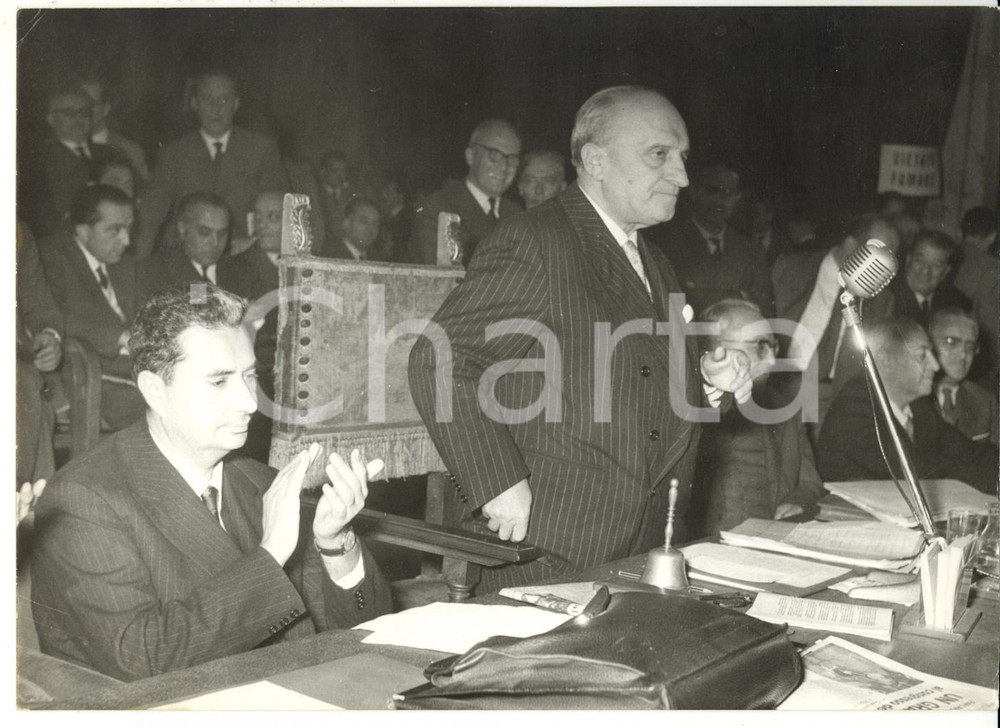 1959 FIRENZE Congresso DC - Attilio PICCIONI con Aldo MORO *Foto 18x13 cm
