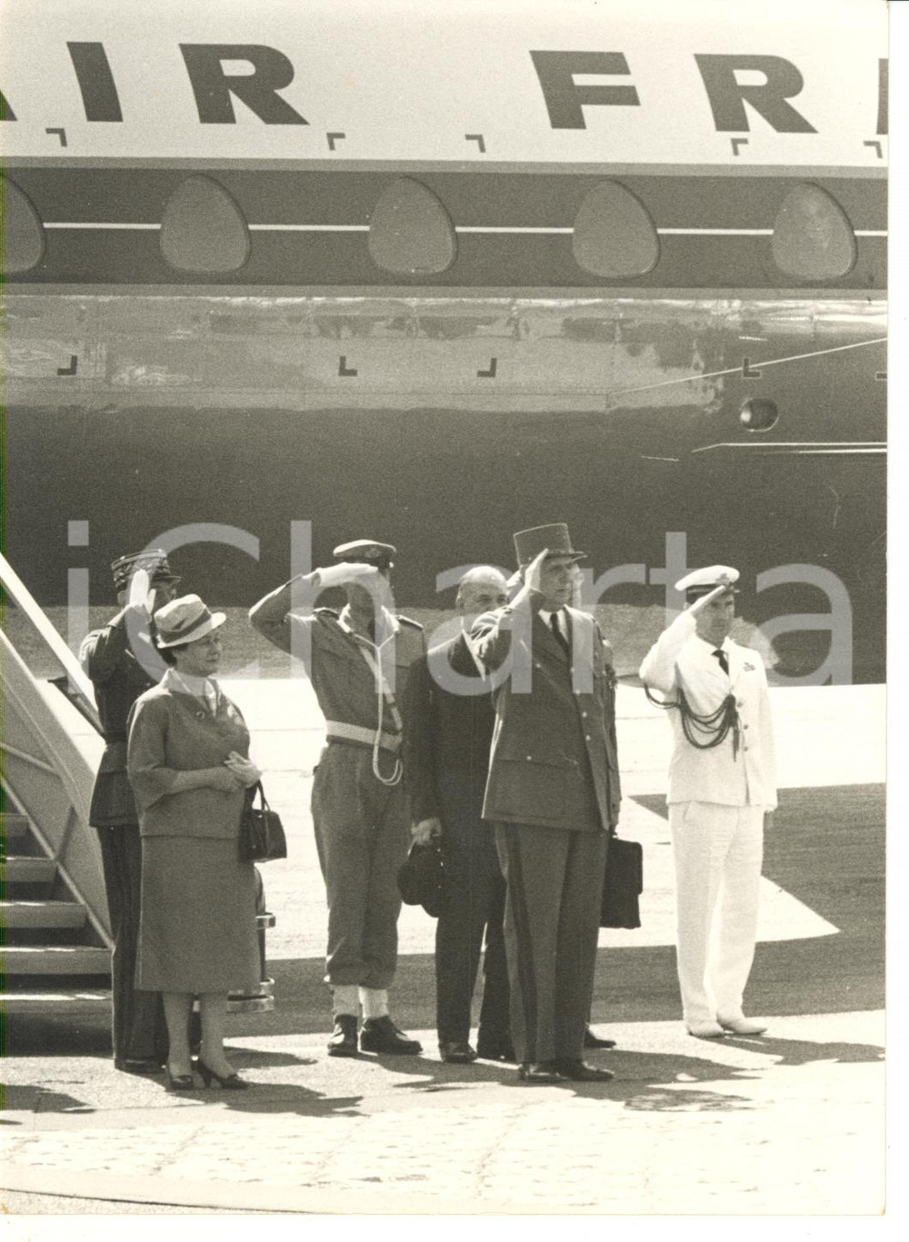 1959 MILANO MALPENSA Arrivo del presidente Charles DE GAULLE *Foto 13x18 cm