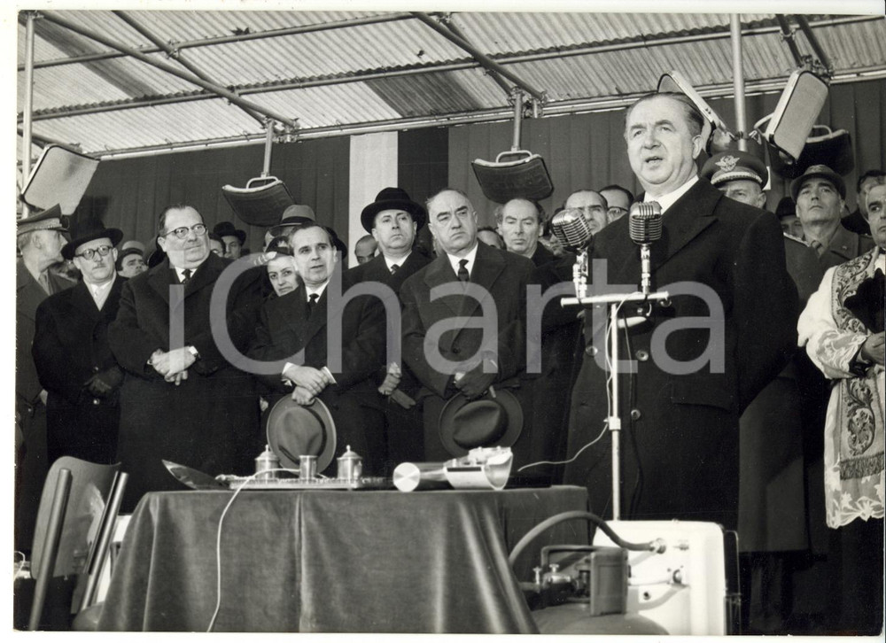 1959 CHIVASSO Officina LANCIA - Giuseppe PELLA durante discorso inaugurale