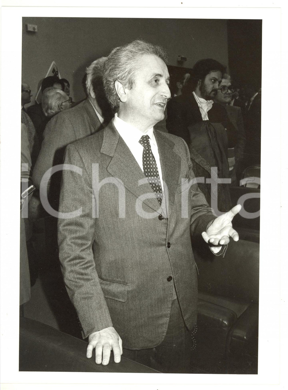 1985 ca MILANO - DC Ritratto Vittorino COLOMBO durante convegno *Foto 18x24 cm