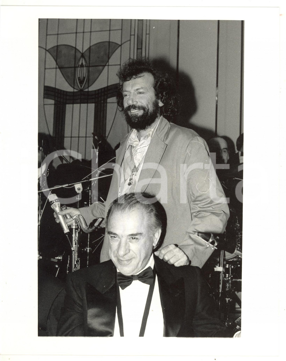 1985 ca MUSICA Il cantante ANTOINE sul palco *Fotografia VINTAGE 20x25 cm