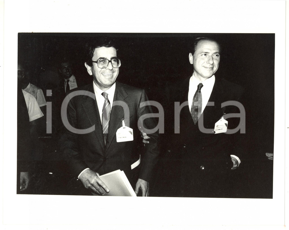 1990 ca MILANO CENTROMARCA Silvio BERLUSCONI e Vittorio MERLONI *Fotografia