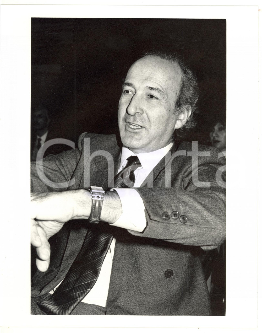 1990 ca MILANO Ritratto di Felice LIOY durante conferenza - Foto 20x25 Fotografia di agenzia. CONDIZIONI: GFORMATO: 20x25 cm  originale e autentica 1