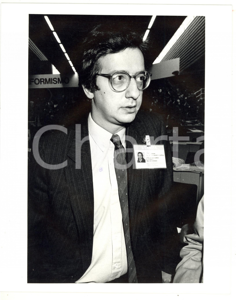 1987 RIMINI 44° Congresso PSI - Ritratto Walter VELTRONI *Foto VINTAGE 20x25