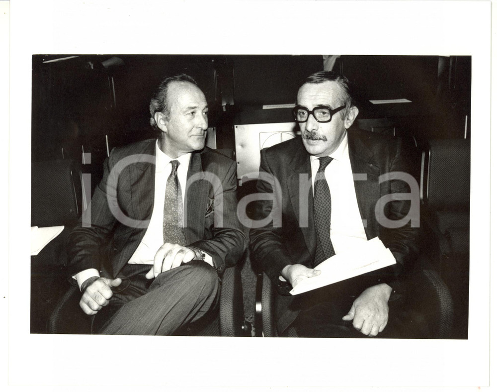 1990 ca RAI Andrea BORRI con Felice LIOY durante conferenza stampa *Foto 25x20