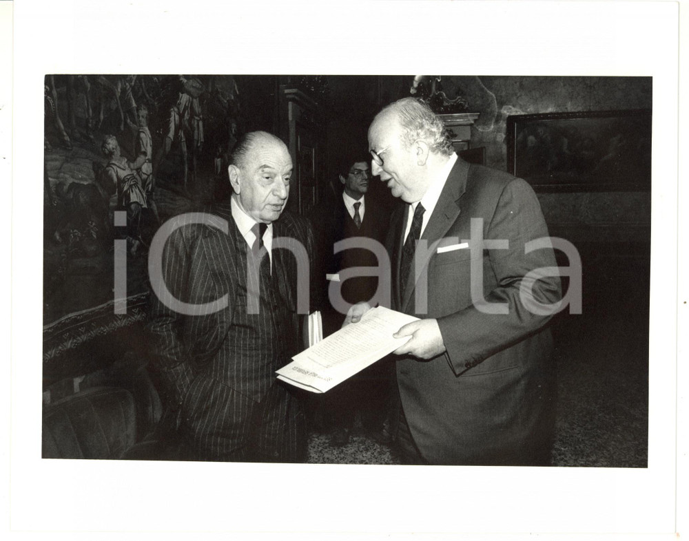 1985 ca CONFINDUSTRIA Bruno VISENTINI con Giovanni SPADOLINI *Foto 25x20 cm