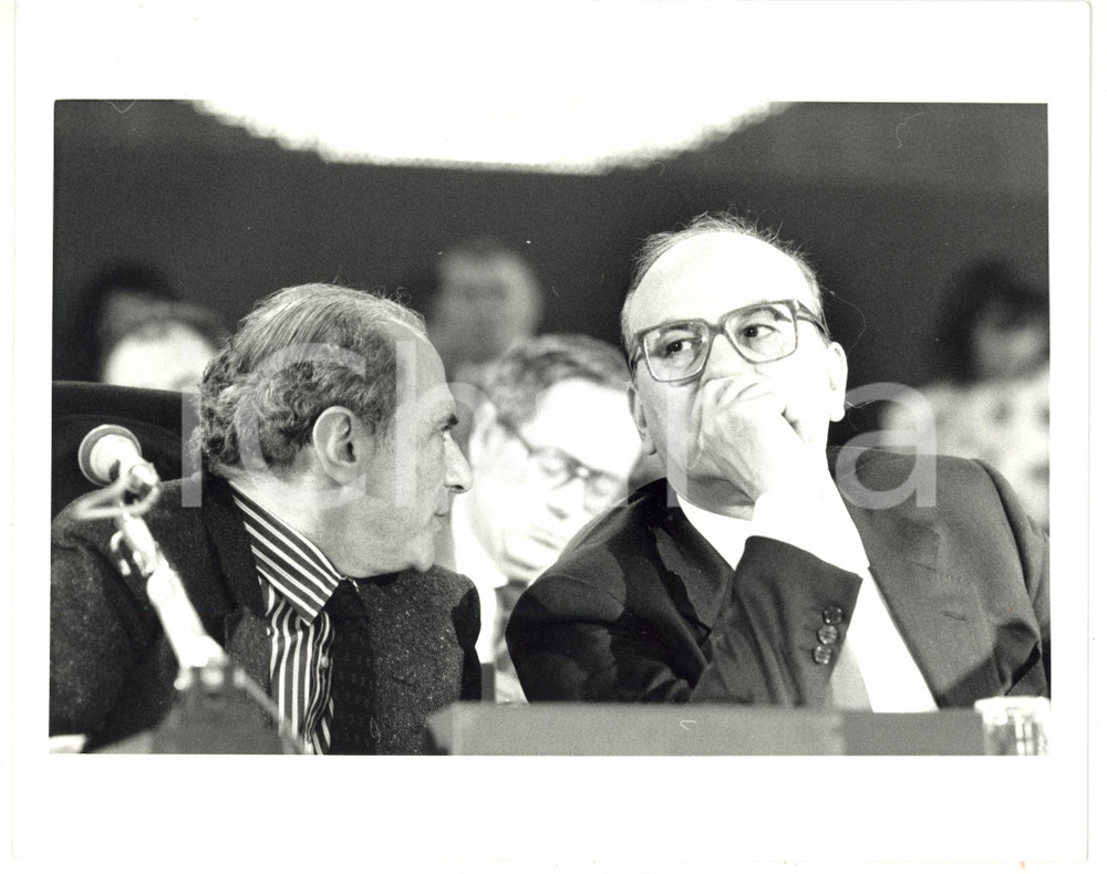 1987 RIMINI 44° Congresso PSI - Bettino CRAXI con Enrico MANCA *Foto 25x20 cm