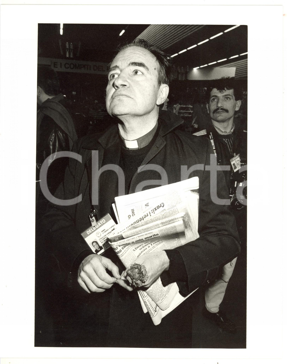 1987 RIMINI 44° Congresso PSI - Ritratto don Gianni BAGET BOZZO - Foto 20x25 cm