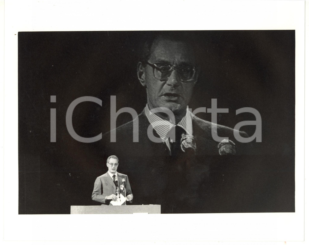 1987 BOLOGNA CONFINDUSTRIA Cesare ROMITI al banco degli oratori - Foto ARTISTICA