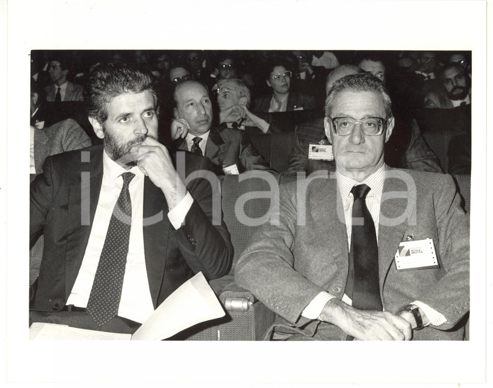 1987 BOLOGNA - CONFINDUSTRIA Cesare ROMITI in platea con Roberto FORMIGONI *Foto