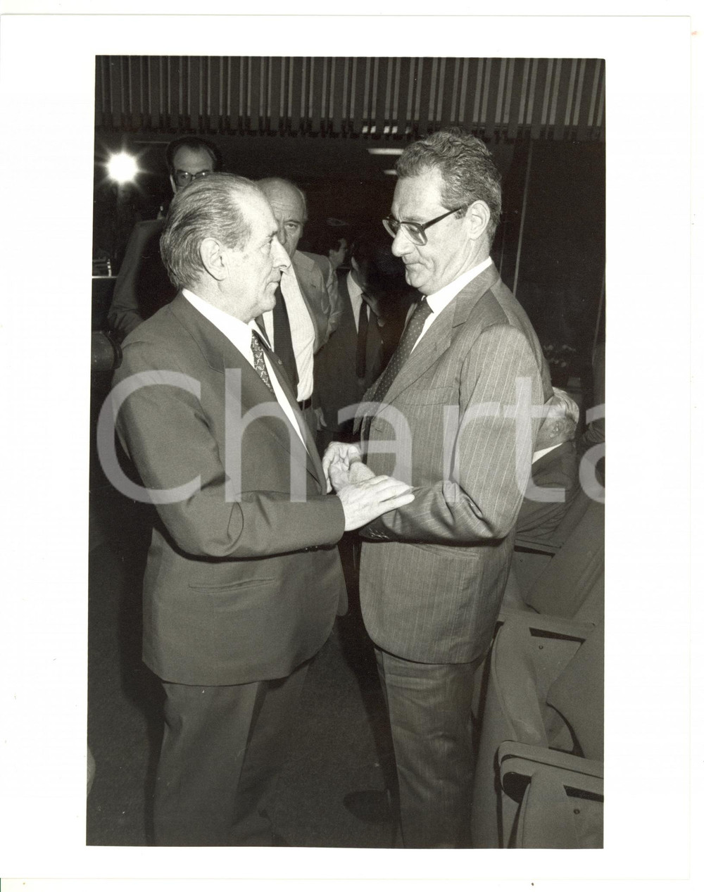 1990 ca CONFINDUSTRIA Luigi LUCCHINI a colloquio con Cesare ROMITI *Foto 20x25