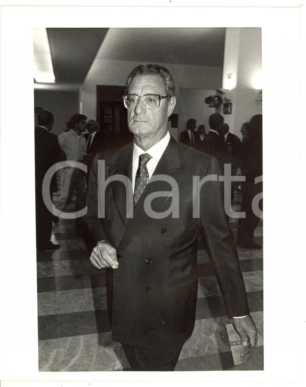 1990 ca CONFINDUSTRIA Ritratto di Cesare ROMITI *Foto VINTAGE 20x25 cm
