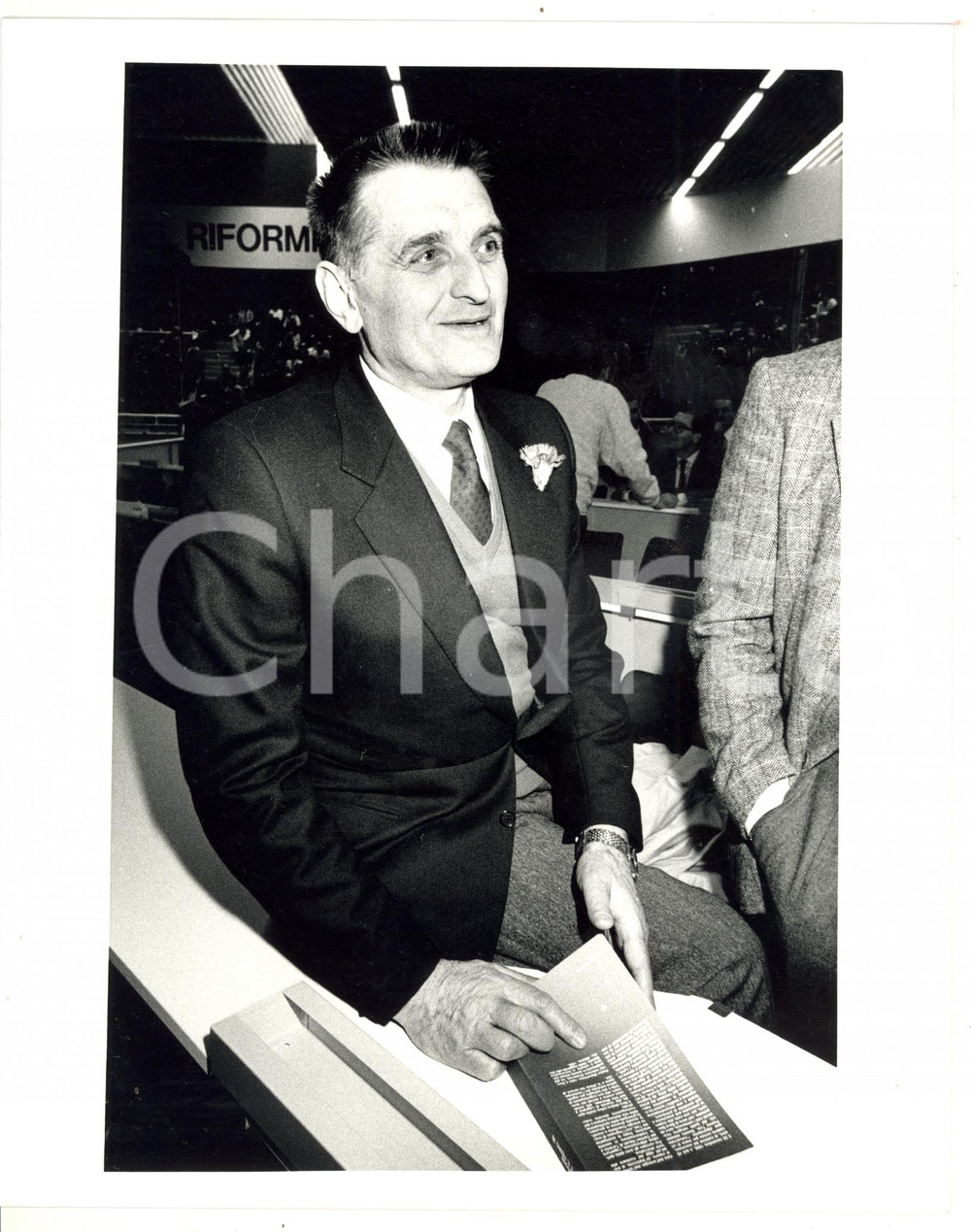 1987 RIMINI Congresso PSI - Antonio PIZZINATO con garofano all'occhiello - Foto