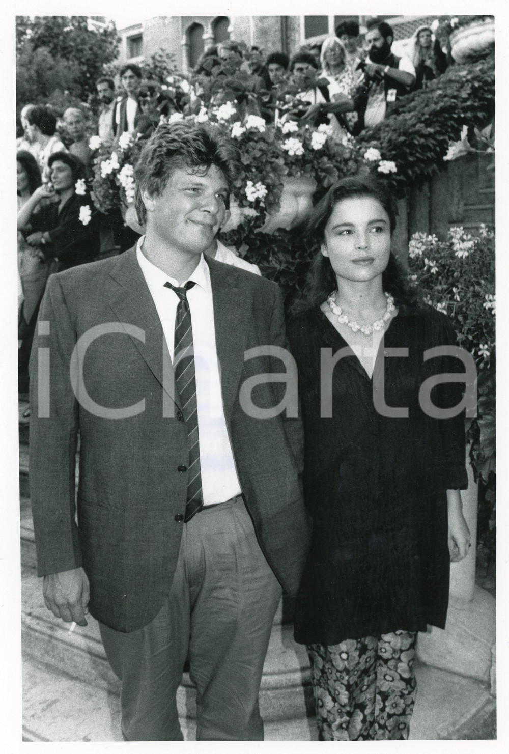 1987 MOSTRA DEL CINEMA DI VENEZIA Giulia BOSCHI con Carlo MAZZACURATI *Foto 