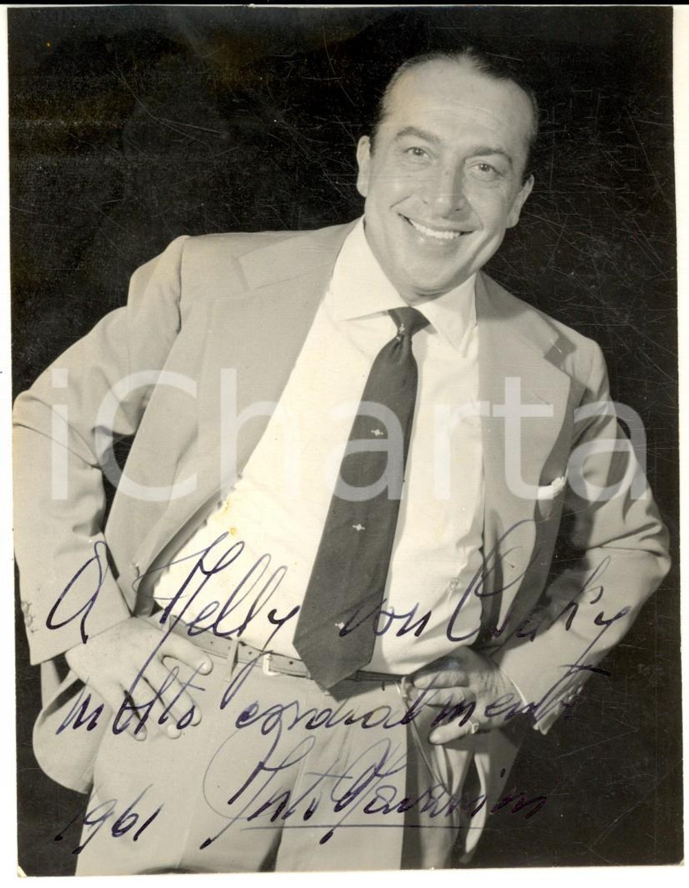 Autografo originale 1955 ca TEATRO ITALIA Ritratto attore Nuto NAVARRINI  AUTOGRAFO ORIGINALE 1