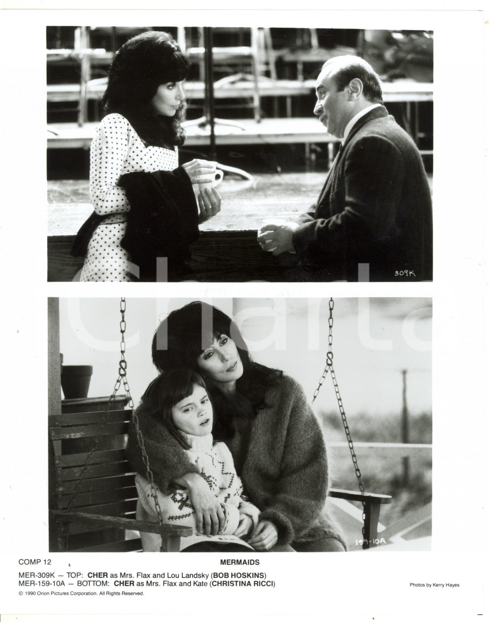 1990 CINEMA - MERMAIDS CHER - Christina RICCI - Bob HOSKINS sul set *Foto 20x25