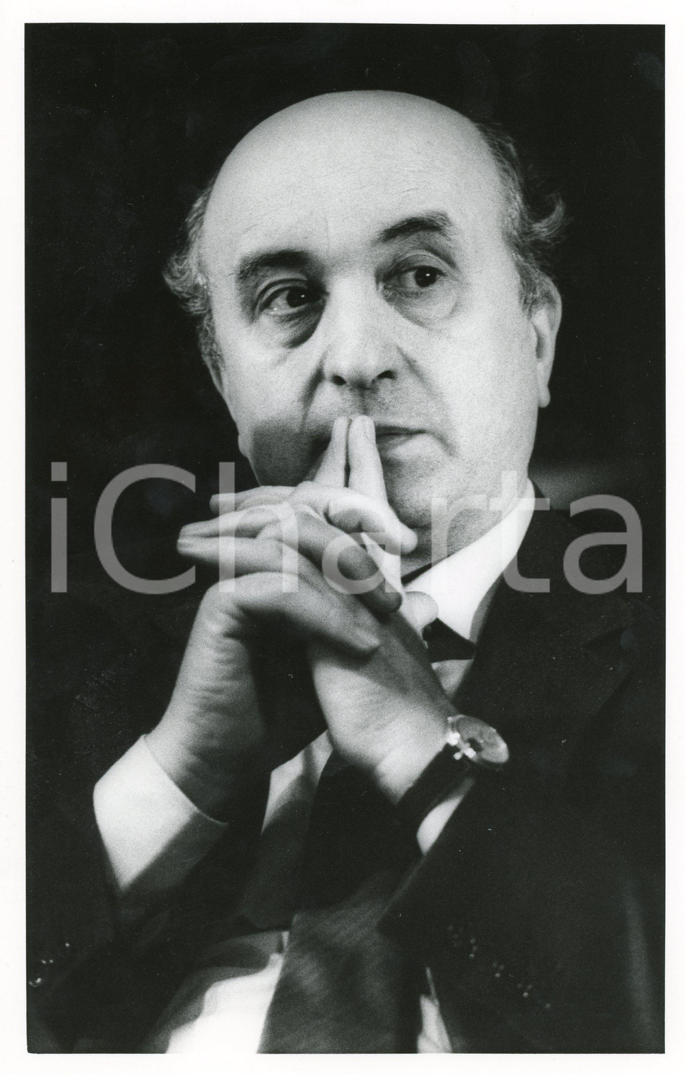 1985 MILANO Congresso DC - Ritratto on. Ciriaco DE MITA - Fotografia 18x24 cm