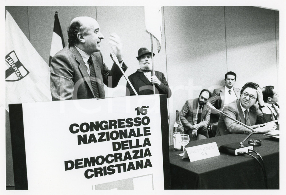 1984 ROMA XVI Congresso DC - Ciriaco DE MITA al banco degli oratori *Foto 24x18