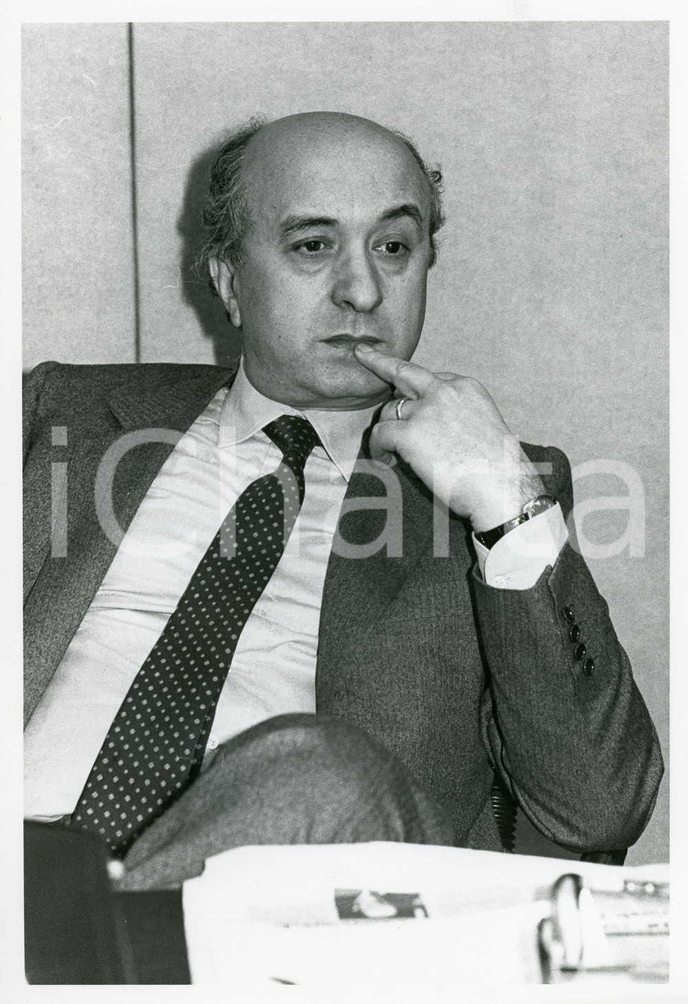 1984 ROMA XVI Congresso DC - Ritratto di Ciriaco DE MITA *Fotografia 18x24 cm