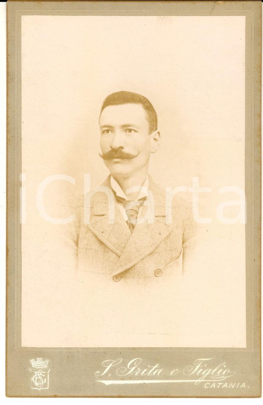 1905 ca CATANIA Ritratto di Alessandro VINCENZA con dedica *Foto S. GRITA 11x16