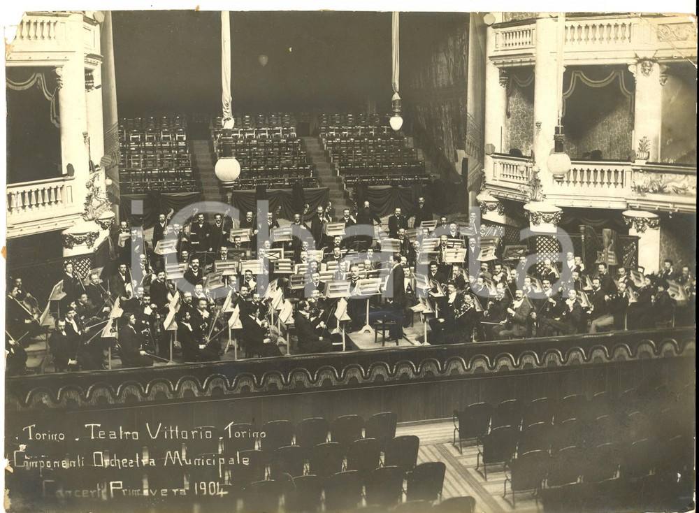 1904 (1920 ca) TORINO Teatro VITTORIO Orchestra Municipale *Foto 23x17