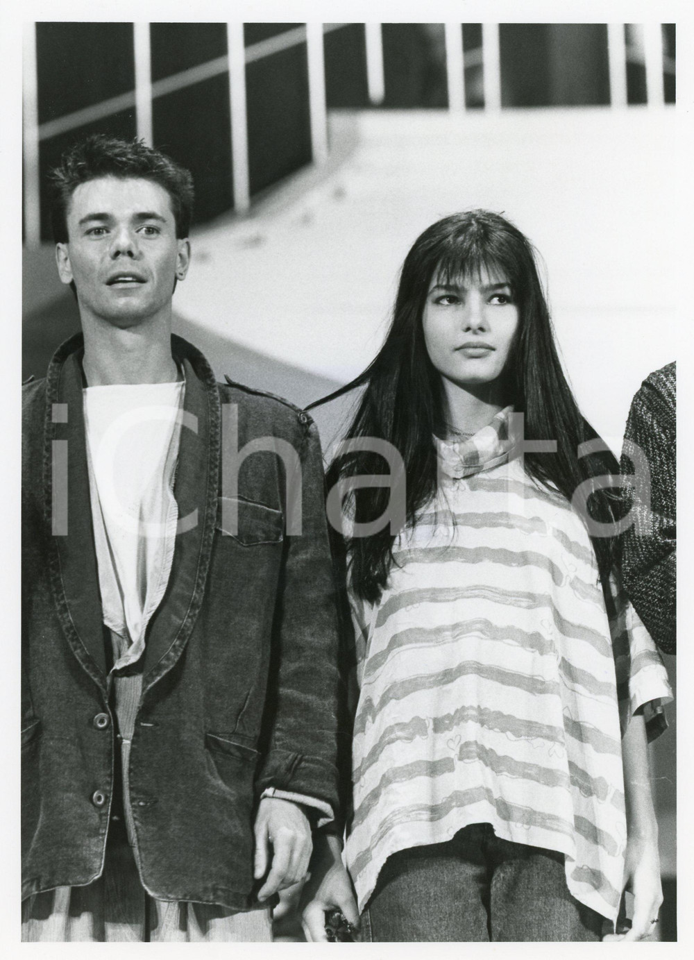 1985 FESTIVAL DI SANREMO Antonella RUGGIERO sul palco con Marco RANCATI *Foto