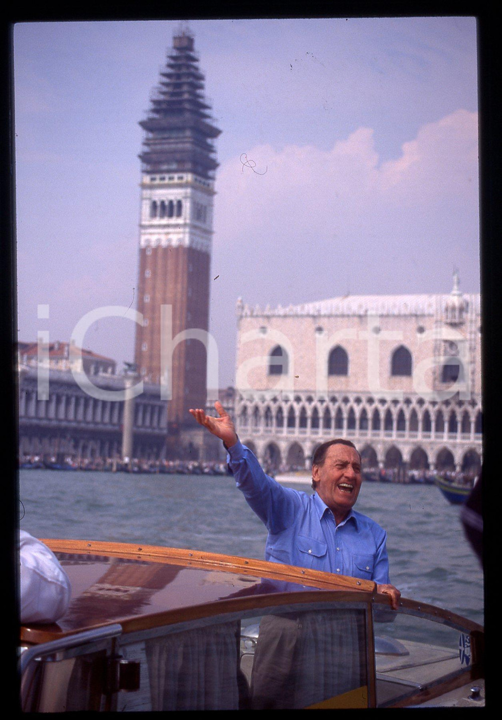 35mm vintage slide* 1995ca Festival Cinema Venezia  ALBERTO SORDI in motoscafo