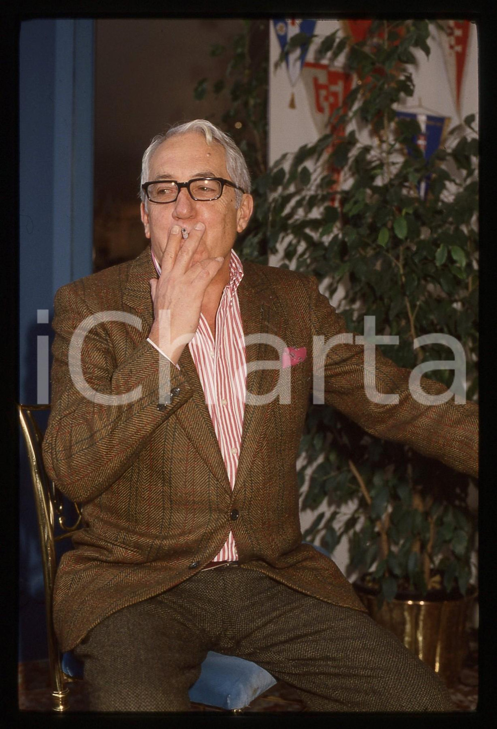 35mm vintage slide*1985ca Teatro ritratto con sigaretta GIUSEPPE PATRONI GRIFFI 