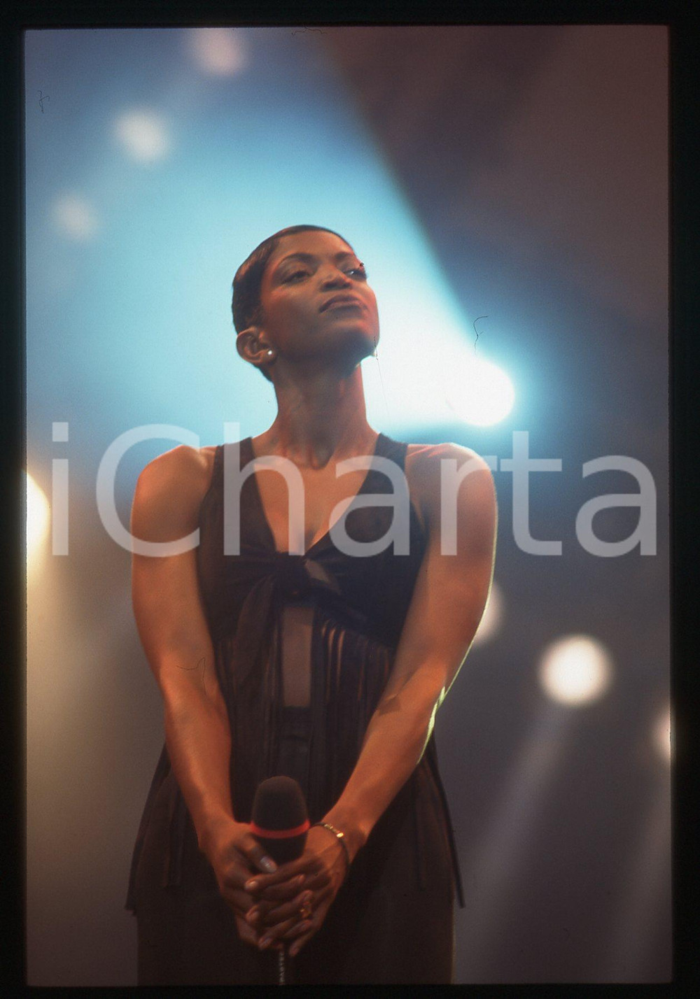 Fotografia d epoca originale 35mm vintage slide 1995ca Pallavolista PRIKEBA PHIPPS ad un evento 1