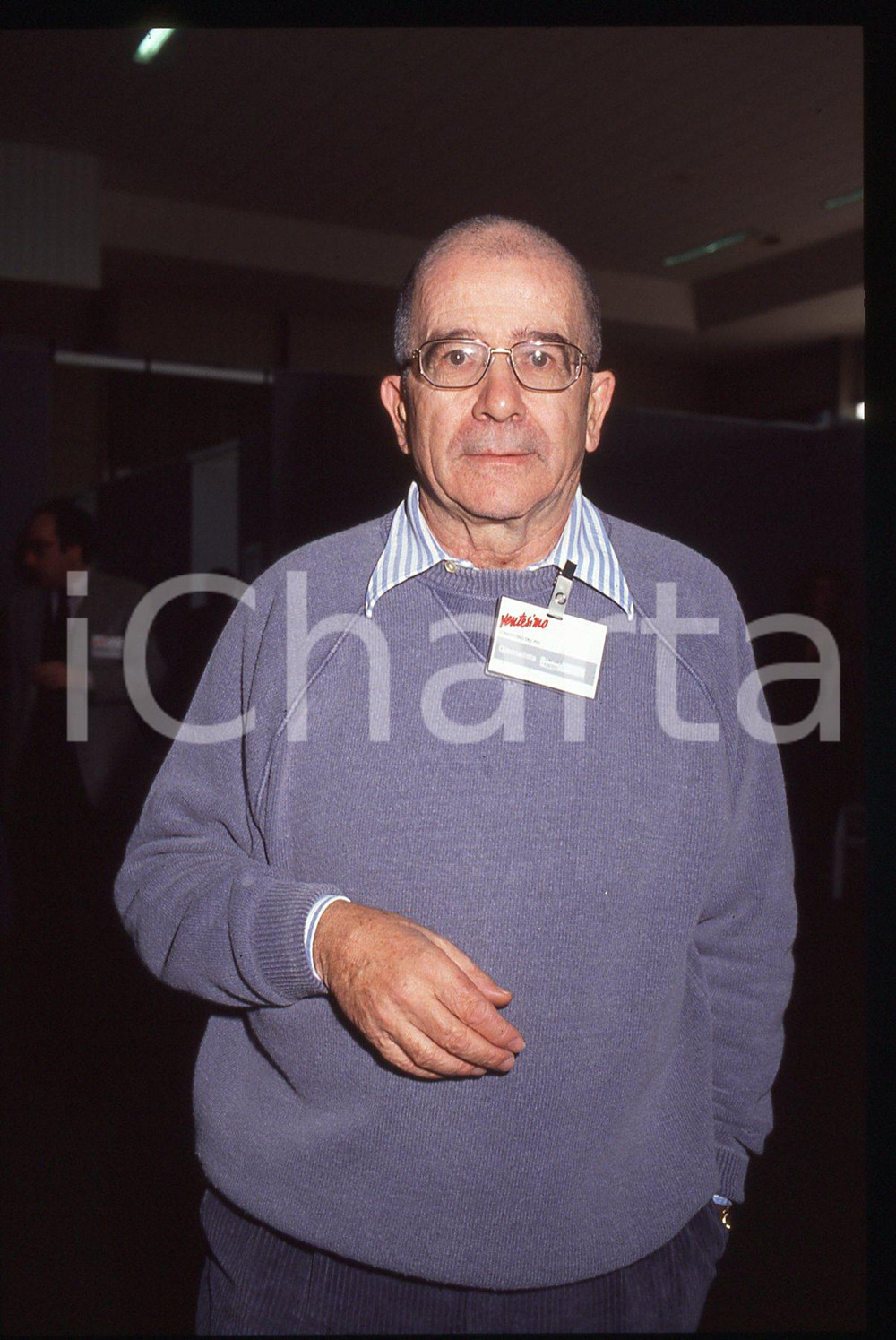 Fotografia d epoca originale 35mm vintage slide 1990ca Giornalista GIANFRANCO PIAZZESI ritratto 1