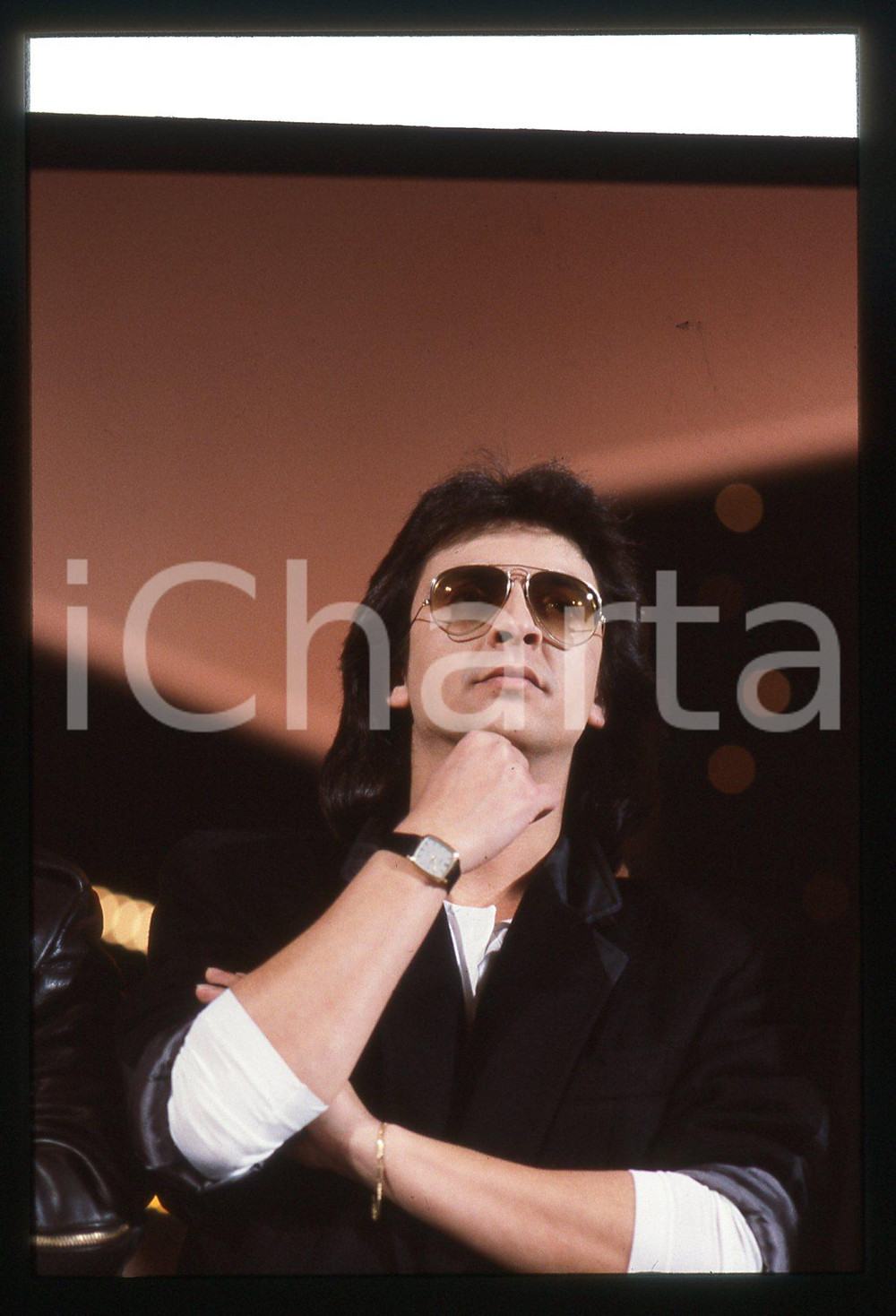 Fotografia d epoca originale 35mm vintage slide 1984 Festival Sanremo ARTEGIANI GIAMPIERO cantante 1