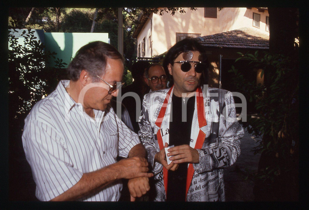 Fotografia d epoca originale 35mm vintage slide 1990ca Festival La Versiliana RENATO ZERO e ROMANO BATTAGLIA 1