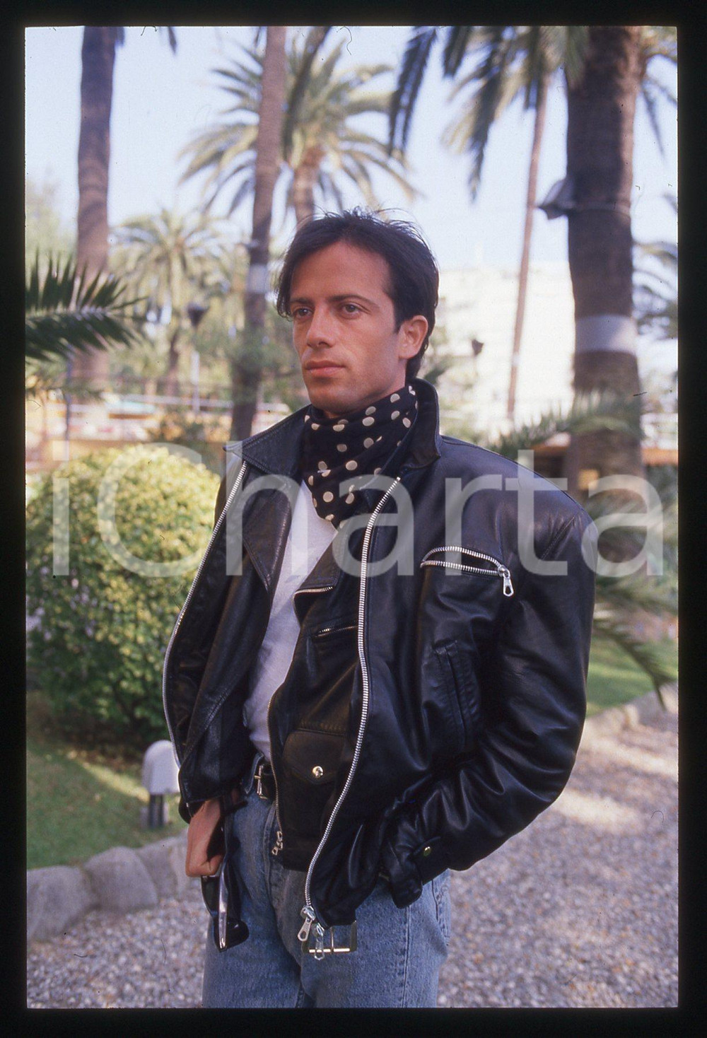 35mm vintage slide* 1990ca RAF  ritratto con chiodo e bandana 