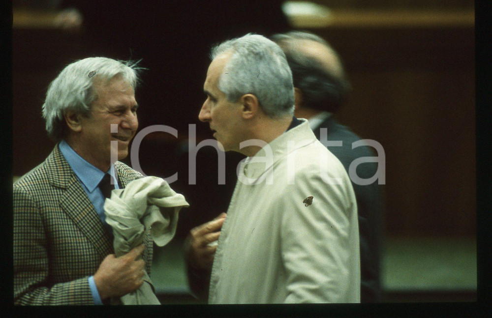 35mm vintage slide* 1990ca Ritratto di Bruno TASSAN DIN con avvocato AIELLO
