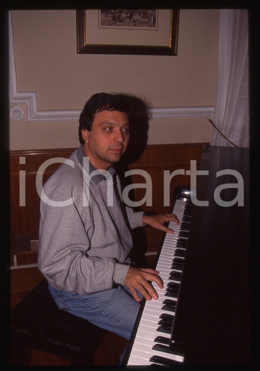 35mm vintage slide*  1990ca Piero CHIAMBRETTI al pianoforte