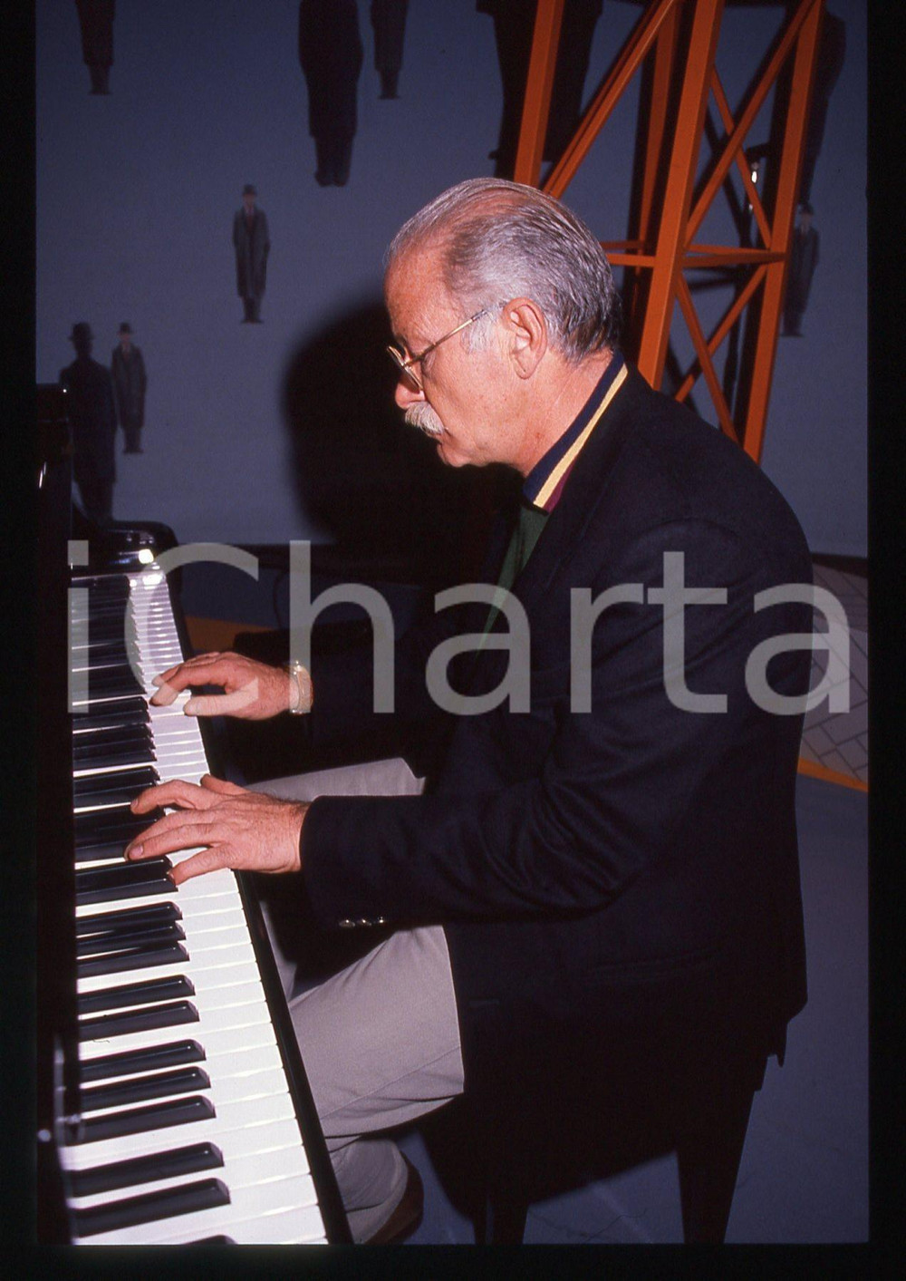 35mm vintage slide*  1990ca Gino PAOLI ritratto al pianoforte