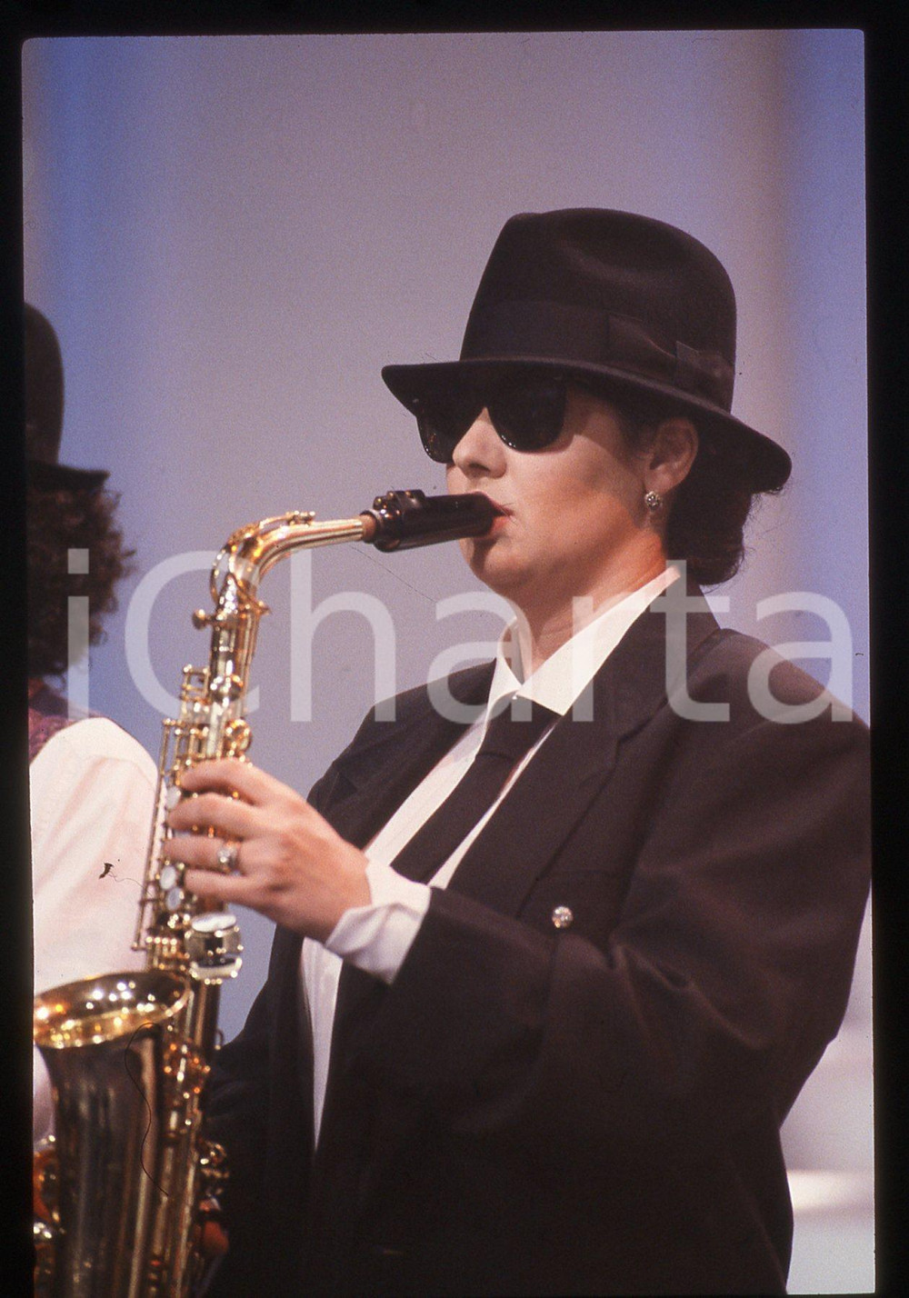 35mm vintage slide* 1990ca Marisa LAURITO in tenuta Blues Brothers