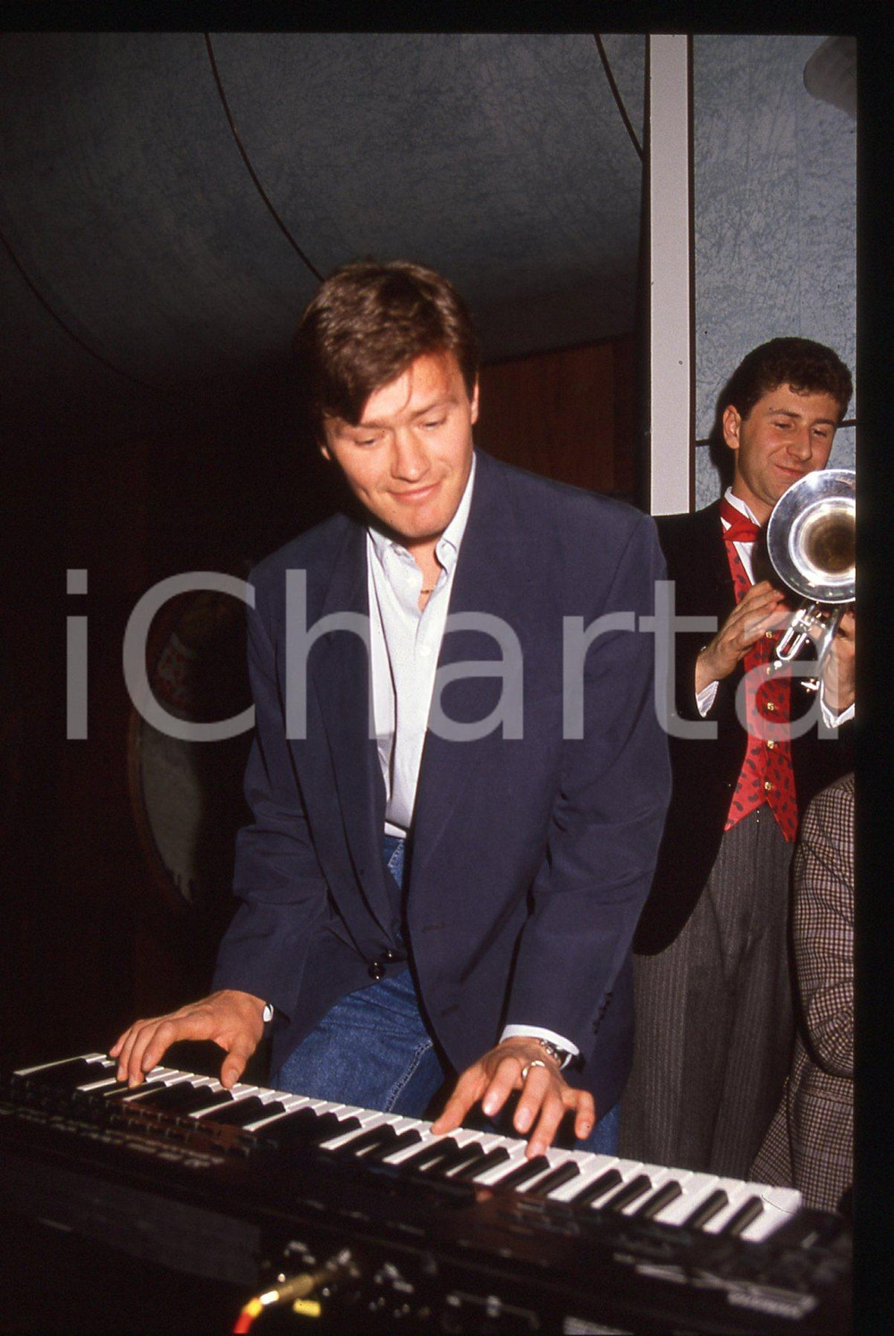 35mm vintage slide* 1990ca Aldo SERENA alle tastiere con Fabio FAZIO