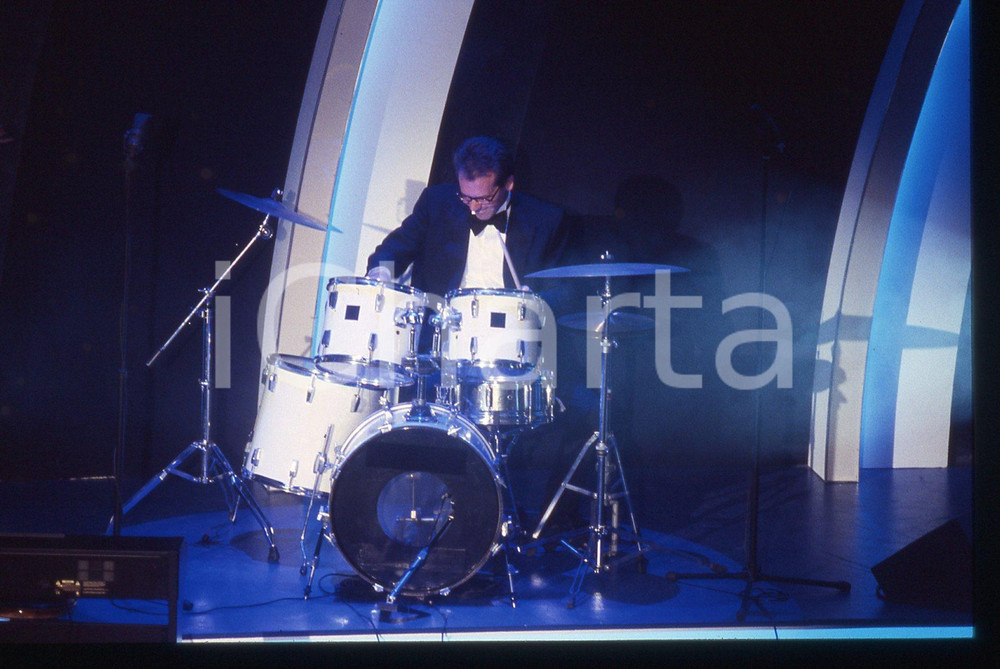35mm vintage slide* 1990ca Alessandro CECCHI PAONE suona la batteria