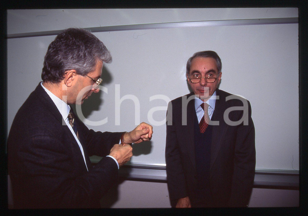 35mm vintage slide* 1990ca POLITICA - PSI Giuliano AMATO con Valerio ONIDA