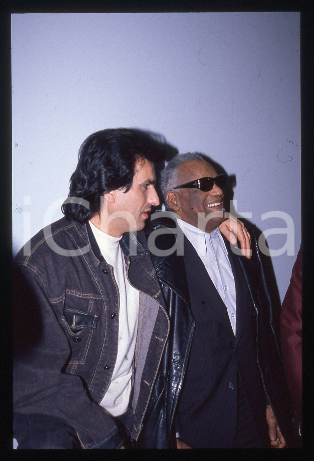 Fotografia d epoca originale 35mm vintage slide 1990 Festival di SANREMO Ray CHARLES e Toto CUTUGNO 2 1