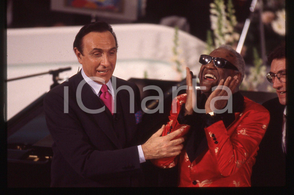 Fotografia d epoca originale 35mm vintage slide 1990 MONTECATINI Terme Ray CHARLES con Pippo BAUDO 2 1