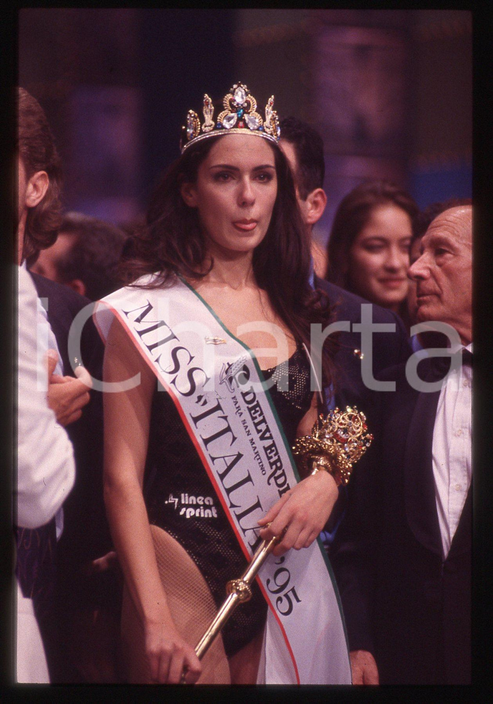 Fotografia d epoca originale 35mm vintage slide 1995 Ritratto di Anna VALLE eletta MISS ITALIA 1