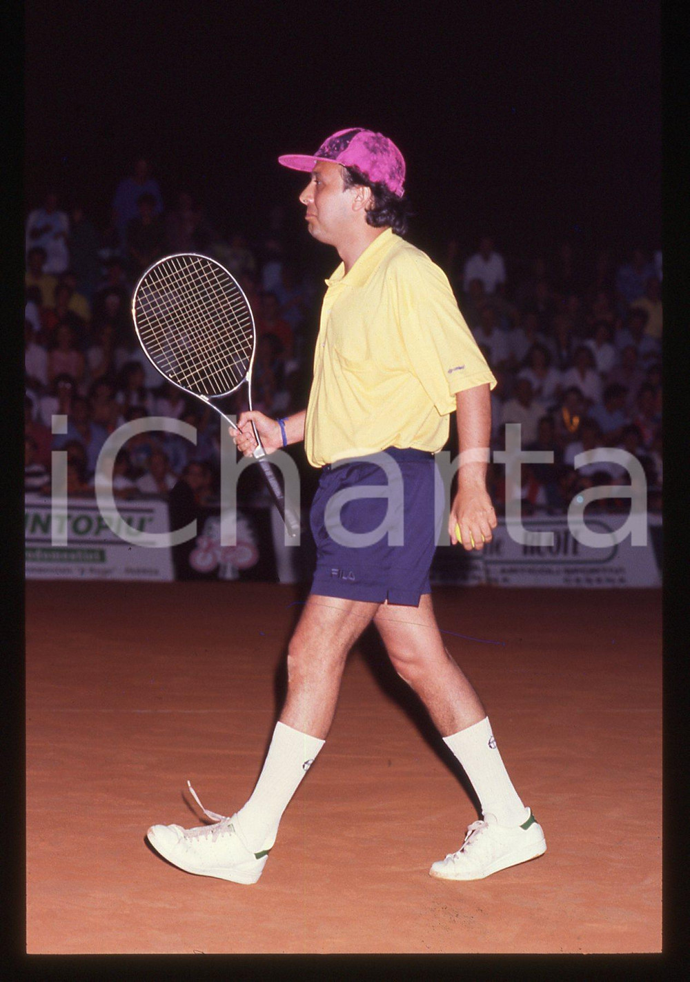35mm vintage slide* 1990ca Piero CHIAMBRETTI Ritratto sul campo da tennis  