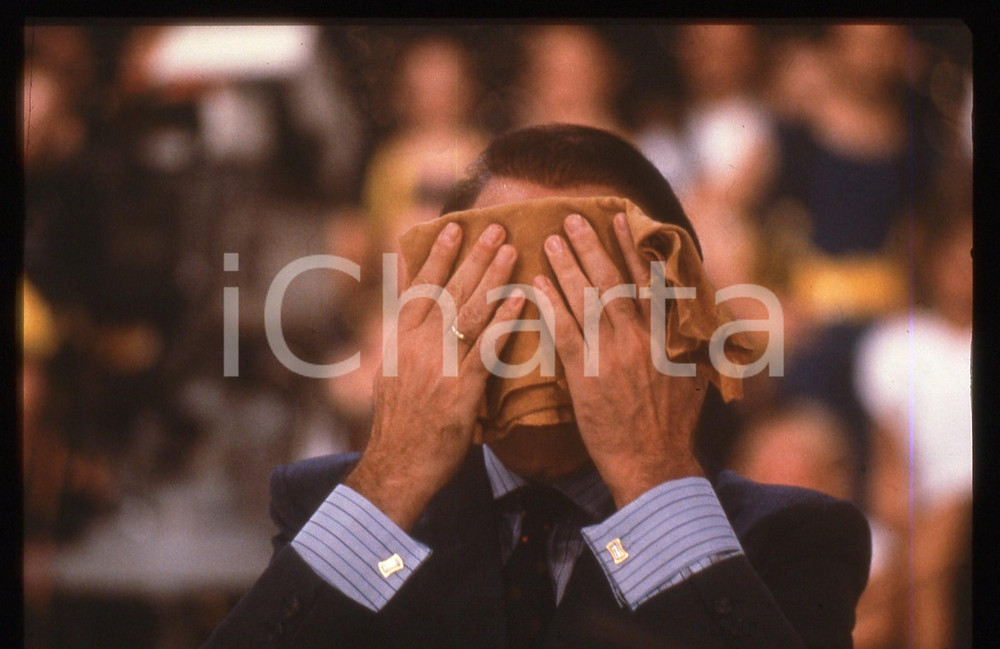 35mm vintage slide* 1990ca Ritratto curioso di Silvio BERLUSCONI