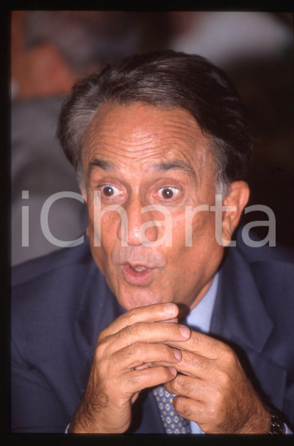35mm vintage slide* 1990ca Ritratto curioso di Emilio FEDE