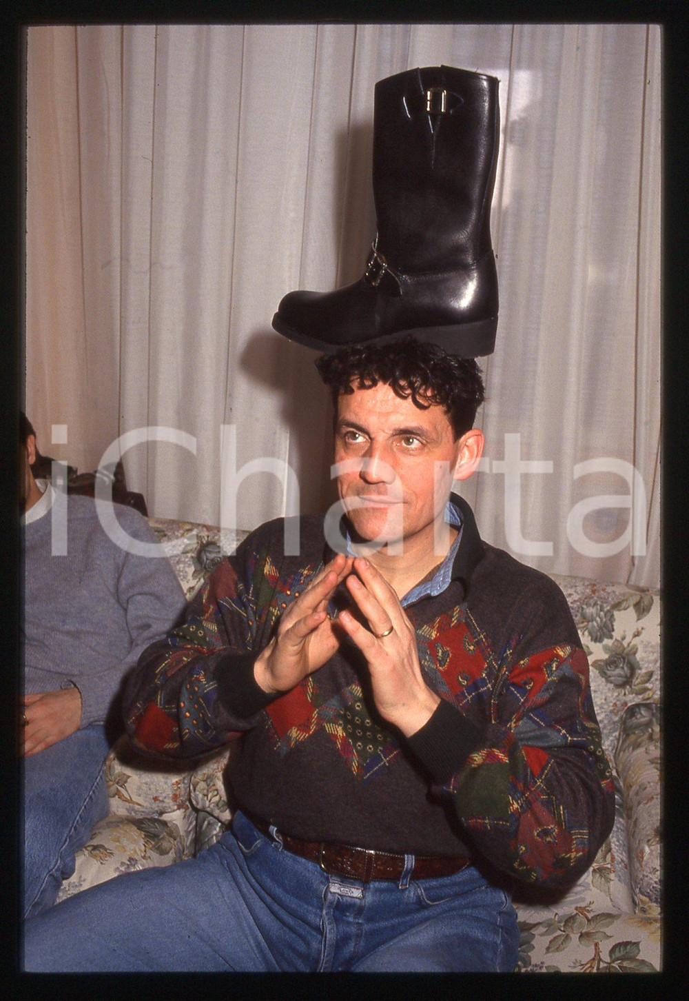 35mm vintage slide* 1990ca Francesco SALVI e lo stivale sulla testa