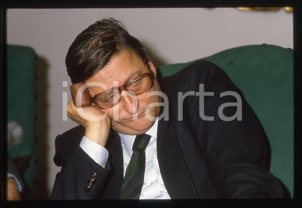 35mm vintage slide*1990ca POLITICA - DC Beniamino ANDREATTA ritratto curioso*