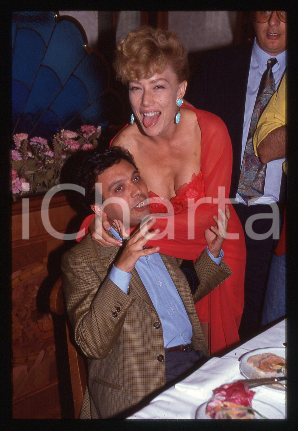 35mm vintage slide* 1990ca Nancy BRILLI scherza con Piero CHIAMBRETTI